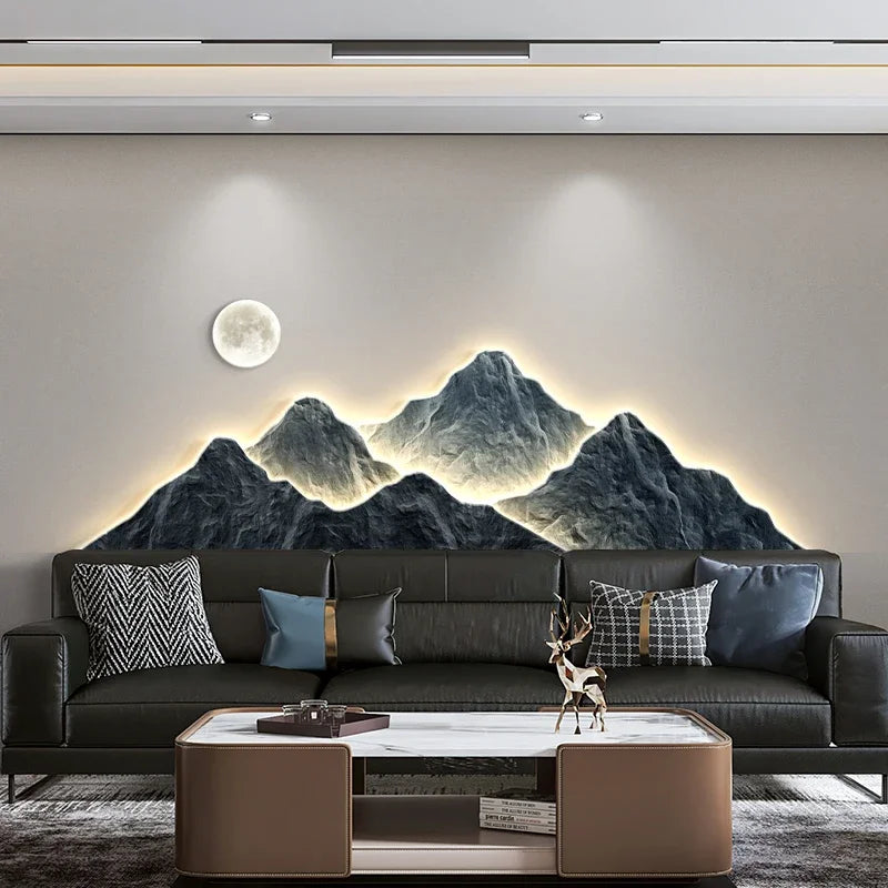 Montagne Eterne – Design senza tempo con illuminazione 3D.