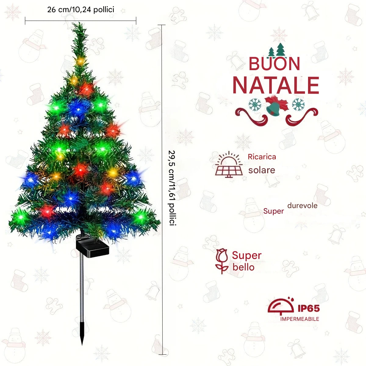 Decorazioni natalizie solari: alberi con luci a LED