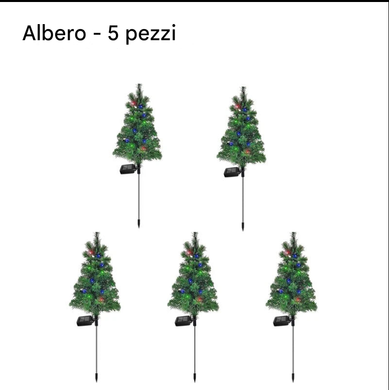 Decorazioni natalizie solari: alberi con luci a LED