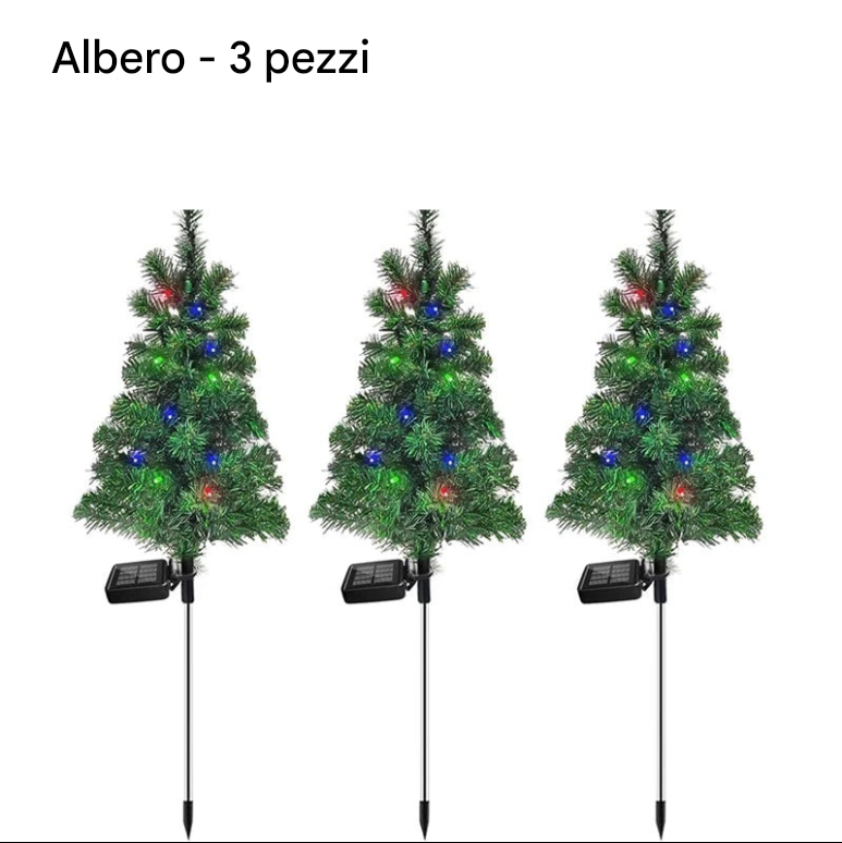 Decorazioni natalizie solari: alberi con luci a LED