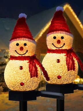 Decorazione natalizia SNOWMAN con luci ad energia solare per uso esterno