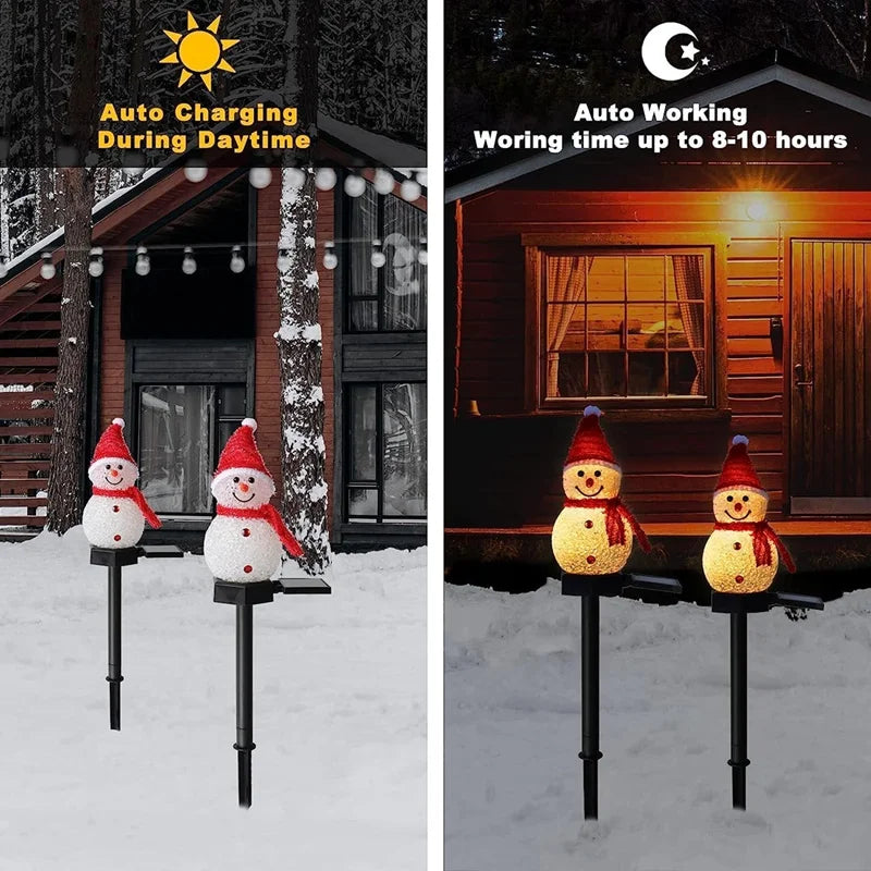Decorazione natalizia SNOWMAN con luci ad energia solare per uso esterno